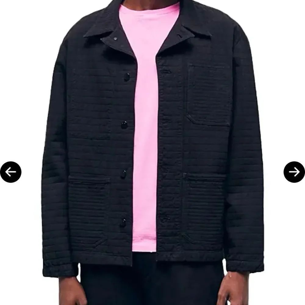 $485 The Kooples Workwear Black Quilted Shirt Jacket Large